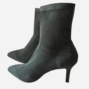 NEW Catherine Malandrino Tammy Green Glitter Pointed Toe Sock Heeled Booties 8